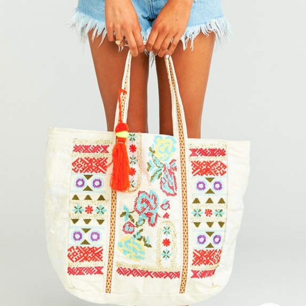 America & Beyond embroidered totebag